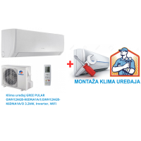 Klima uređaj GREE PULAR GWH12AGB-K6DNA1A/I;GWH12AGB-K6DNA1A/O 3.2kW, Inverter, WiFi SA MONTAŽOM Klima uređaj GREE PULAR GWH12AGB-K6DNA1A/I;GWH12AGB-K6DNA1A/O 3.2kW, Inverter, WiFi SA MONTAŽOM